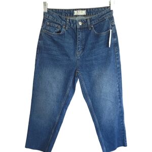 We the Free Free People Sz 26 High Rise Mom Jeans Raw Hem Cropped NWOT Y2K